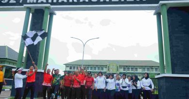 Kodim 0903/Bul Ikuti Olahraga Bersama dan Jalan Santai di Makorem 092/Mrl dalam Rangka HUT ke-67 Kodam VI/Mulawarman